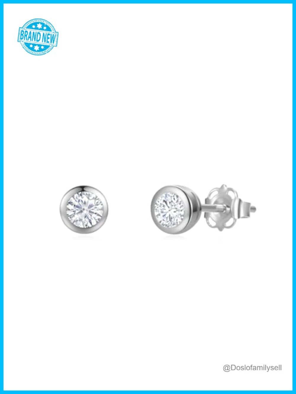 0.5 Carat Lab Grown Diamond Bezel Set Stud Earrings Solid 14K Gold